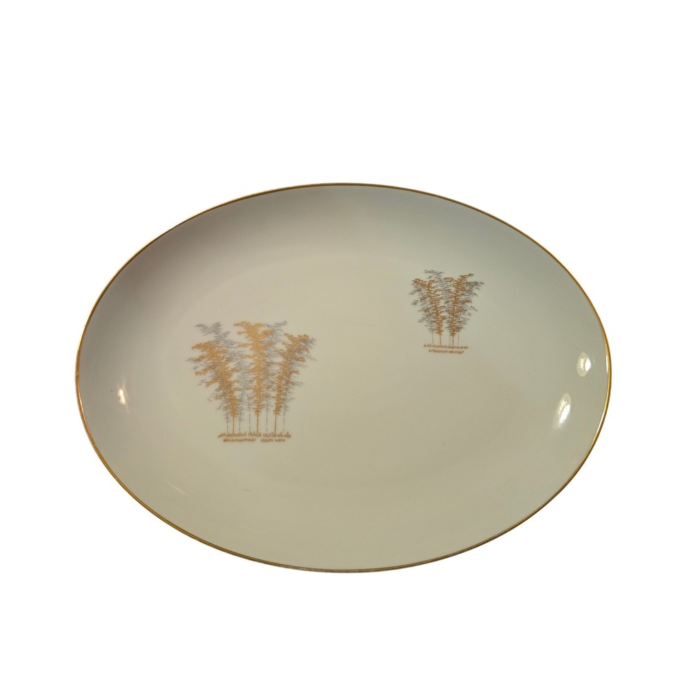 Fukagawa Arita Japan Handpainted‎ Bamboo Oval Serving Platter Gold Trim 901 12in